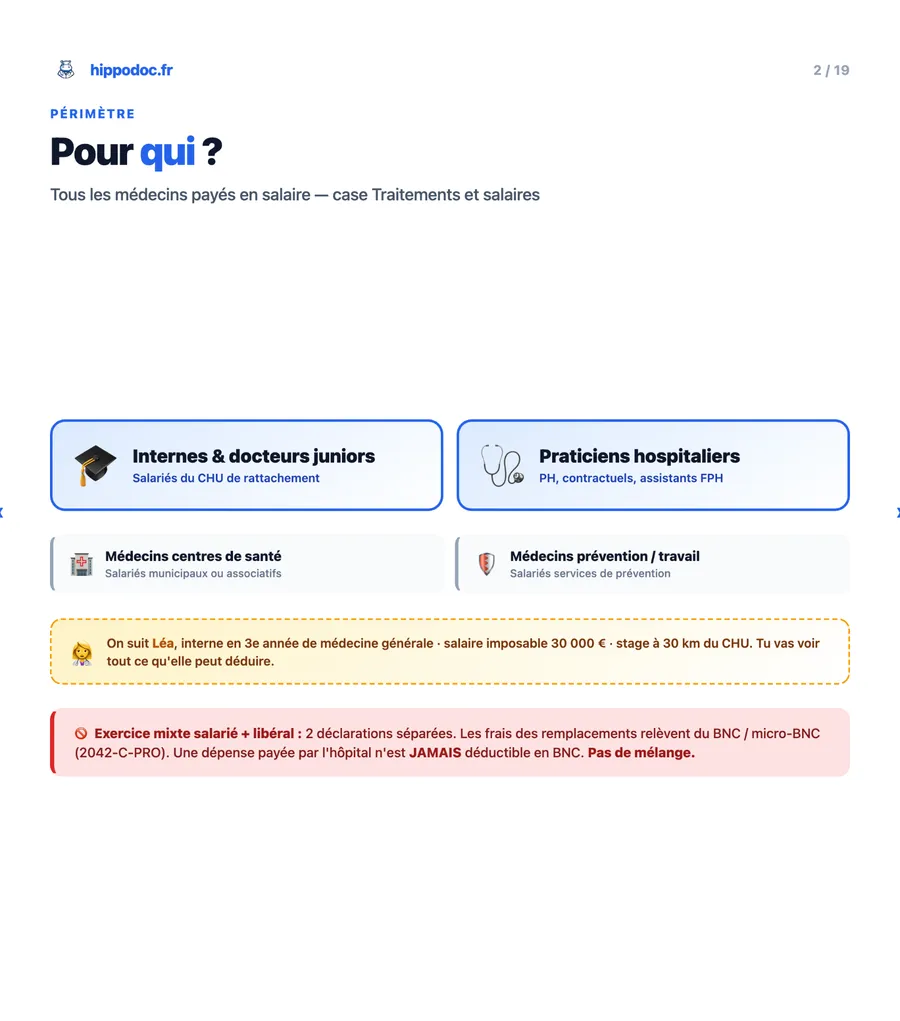 Pour qui ce guide ? Internes, PH, assistants et médecins salariés