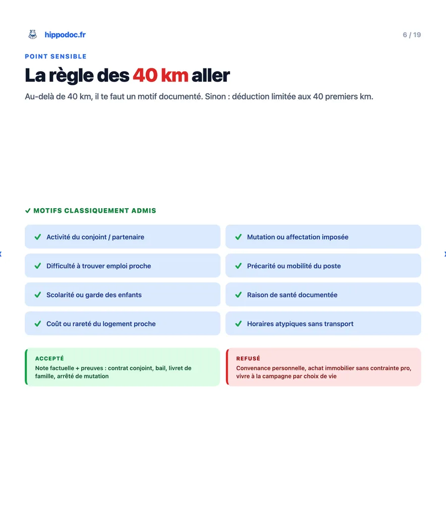 La règle des 40 km : trajets longs et conditions d'acceptation