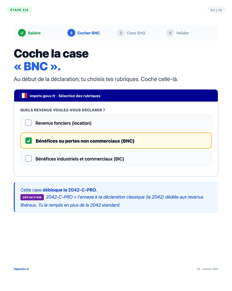 Étape 2 — Coche la case BNC pour débloquer la 2042-C-PRO